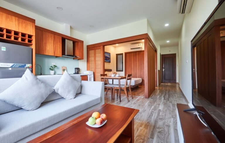 a wooden furniture inside the house